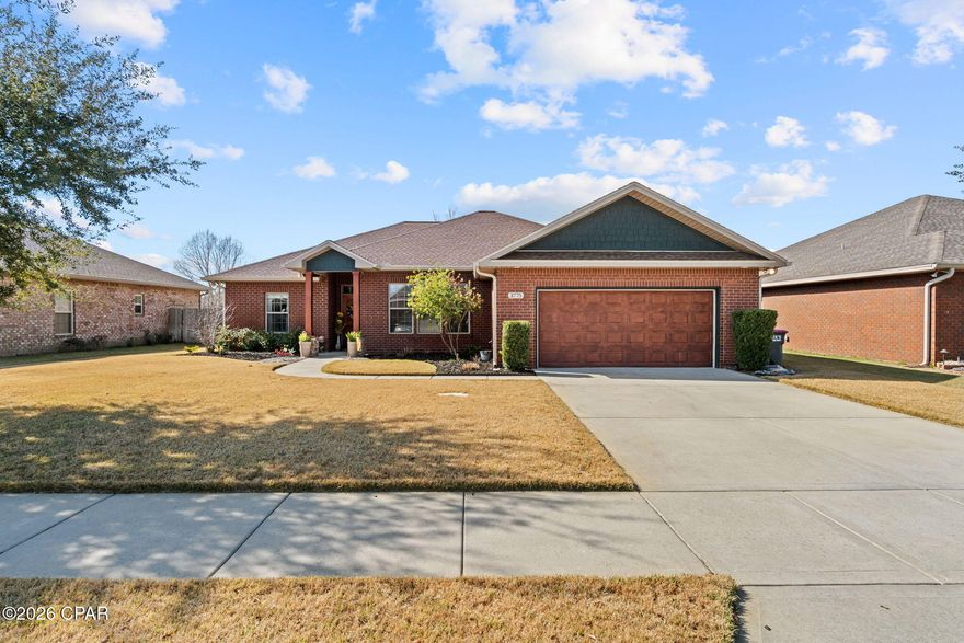 Located in the Cedar Park subdivision, 3775 Cedar Park Lane offers a well designed 4-bedroom, 3-bath brick home with a covered back patio! The lot is fully landscaped and equipped with a fenced backyard, providing outdoor space for entertaining and relaxing, with future customization options.

Inside, the open-concept living area features durable LVP flooring, a tray ceiling, and recessed lighting, creating a bright and welcoming main living space. The dining area is positioned just off the kitchen and includes French doors that open to the patio and backyard, enhancing indoor-outdoor flow. The kitchen is designed with both style and functionality in mind, offering granite countertops, stainless steel appliances, a breakfast bar a walk-in pantry, and beautiful cabinetry. 

The primary bedroom is spacious and features a tray ceiling and an en-suite bathroom with a separate glass-enclosed shower, a soaking tub, a double vanity with granite countertops, dual walk-in closets, and a private water closet. A nearby bedroom offers flexible use and is served by a full bathroom in the adjacent hallway.

Two additional bedrooms are located on the opposite side of the home and share a full bathroom, creating a split-bedroom layout. A full-size laundry room with storage cabinets connects to the two-car garage, offering ample storage and convenience. All sizes, measurements, and information are approximate and should be verified by the buyer if important. Call a REALTOR® today to schedule a private showing.