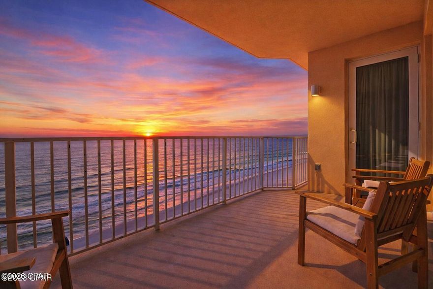 2BR/2BA Gulf-front condo at Boardwalk Central in Panama City Beach. 1,152 sq ft, Gulf-view primary suite, short-term rentals allowed. Built 2005.
This 2 bedroom, 2 bath Gulf-front condominium at Boardwalk Central in Panama City Beach offers 1,152 heated and cooled square feet and direct beach frontage at 9450 S Thomas Drive. Built in 2005 and listed at $477,000, the unit is sold furnished, allows short term rentals, and offers immediate occupancy. Located on the 12th floor of a 22 story high rise, Unit 1209C is positioned to balance view height with practical access, giving buyers evaluating investment property, second home, or full time residence options a clear combination of Gulf exposure and rental flexibility.
Inside, the layout is designed for durability and efficient turnover. Tile flooring runs throughout the residence for simplified maintenance after beach days, and crown molding adds a finished look across the main living areas. The kitchen includes granite countertops, an oversized breakfast bar with seating for four, brushed nickel appliances, and a dedicated pantry area. The living area opens directly to the Gulf-front balcony, creating a continuous indoor outdoor flow supported by floor to ceiling glass and dedicated outdoor space overlooking the shoreline.
The primary bedroom opens directly to the Gulf with approximately 16 feet of floor to ceiling glass framing shoreline views. The ensuite bath includes a double vanity, separate shower, jetted tub, and walk in closet. The guest bedroom is positioned separately from the primary suite, supporting privacy for owners and guests. A stackable washer and dryer are included, allowing immediate personal use or rental readiness.
Boardwalk Central is a gated Gulf-front complex with 24 hour security and a structured amenity package. The oversized free form pool, multiple hot tubs, heated features, sun decks, splash pad area, community room, grilling areas, and direct beach access create a setting designed for both recreation and guest appeal. Onsite rental management operates from the lobby level, supporting owners who choose professional rental oversight. Quarterly HOA dues of 3,347.67 include accounting, cable TV, gas, insurance, internet, legal, maintenance grounds and structure, management, pest control, security, sewer, trash, and water, consolidating many recurring ownership expenses.
Positioned on S Thomas Drive near the convergence of Thomas Drive and US Highway 98, the location offers access to shopping, dining, entertainment, and St. Andrews State Park while maintaining direct Gulf frontage. For buyers comparing furnished, rental eligible Panama City Beach condominiums built in the mid 2000s, this Boardwalk Central residence delivers documented square footage, established amenities, and true beachfront placement in a professionally managed high rise environment.