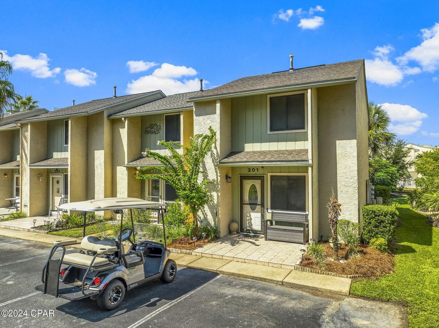 'CURRENTLY UNDER CONTRACT, SELLER WILL CONSIDER BACKUP OFFER
Very nice END UNIT with LOW TRAFFIC in Gulf Highlands Beach Resort. This wonderful townhome is perfectly situated by several pools, playground, tennis/pickleball and a very short stroll to the private beach house. Kimberly drive is the only ONE WAY street in the community so very little traffic. This one has 2.5 baths NOT the typical 1.5 and also has a small office area upstairs and a living room/extra bedroom on the lower level. The laundry room is also accessed from the inside and not from the outside patio. Gulf Highlands is a beautiful, gated townhome community where you can relax in style and enjoy a multitude of amenities on site. This gated community is across the street from the beach with its own private renovated beachfront clubhouse and pool. There are 11 pools (5 are heated seasonally), pickleball, tennis courts, putt putt golf, a fitness center, kids play areas and shuffleboard for your enjoyment.  It's just a short walk or  golf cart drive to the private beach access. GHBR is a Golf Cart friendly and a great combination of vacation rentals, second homes, and full time residents. There are numerous nearby restaurants, entertainment venues, shopping and much more. This well maintained unit is being sold fully furnished with a few exceptions. The water heater is basically brand new and roof from 2015. SHORT TERM RENTALS ARE ALLOWED and these units can be very lucrative. This one is not currently on a rental program so easy to show. 
NOT IN A FLOOD ZONE