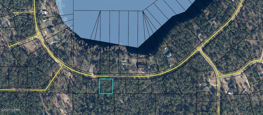 Waterview high and dry buildable lot across the street from spring-fed Dunford Lake in the gated Paradise Lakes community. Great fishing on a 250+/- acre lake along with low association fees and underground utilities are some of what makes this community great. Boats are allowed on the lake with up to 25 HP engines and maximum 15 mph on lake and there is a boat ramp. No mobiles allowed. Deed restrictions will allow a minimum of 840 sq. ft. single family residence to be built on the lot.  Here you'll be minutes from various lakes, within a half hour to several natural springs, and less than an hour from the beautiful white sand beaches of PCB. Buyer to pay for owner's title policy and all associated title fee