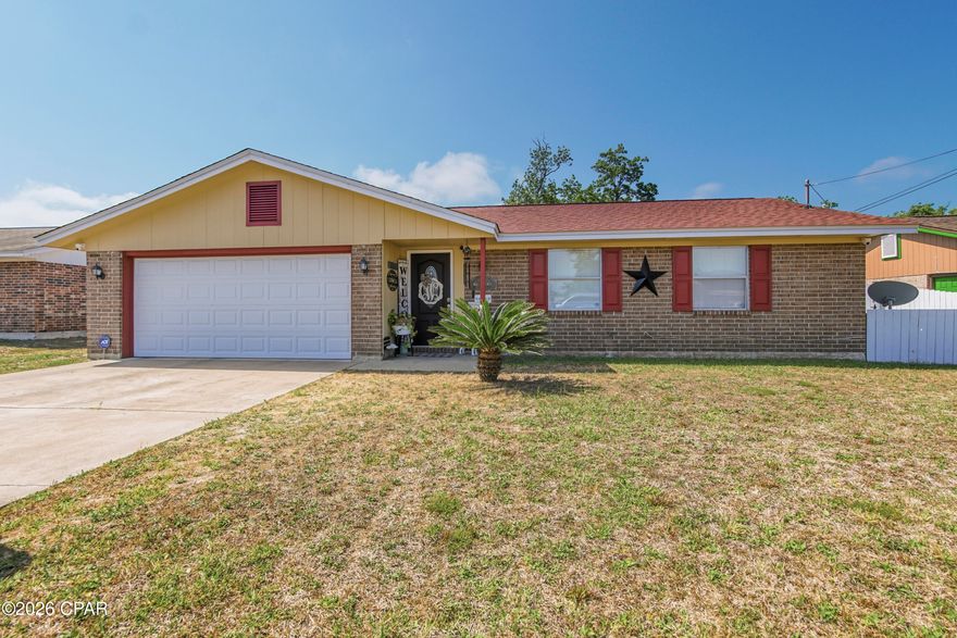 Welcome to this beautifully maintained 3-bedroom, 2-bath home offering 1,423 square feet of comfortable living space located in the Callaway area. FULLY PAID OFF Solar panels with little to zero power bills. This charming brick home features a functional layout with a spacious living and dining area, perfect for both everyday living and entertaining.
Inside, you'll find updated flooring throughout and a bright, inviting interior. The kitchen offers ample cabinet space, modern appliances, and a clean, well-kept design. The split-bedroom floor plan provides privacy, with a comfortable primary suite and well-sized additional bedrooms.
Step outside to a generously sized yard with plenty of space to relax, garden, or entertain. The attached garage adds convenience and additional storage.
With NO HOA, you'll enjoy the freedom to make this home your own without added restrictions or fees. Conveniently located near shopping, dining, schools, and Tyndall Air Force Base, this home is a great option for first-time buyers, investors, or anyone looking for a move-in ready property in a central location.
Don't miss your opportunity to own this well-cared-for home. Schedule your showing today!