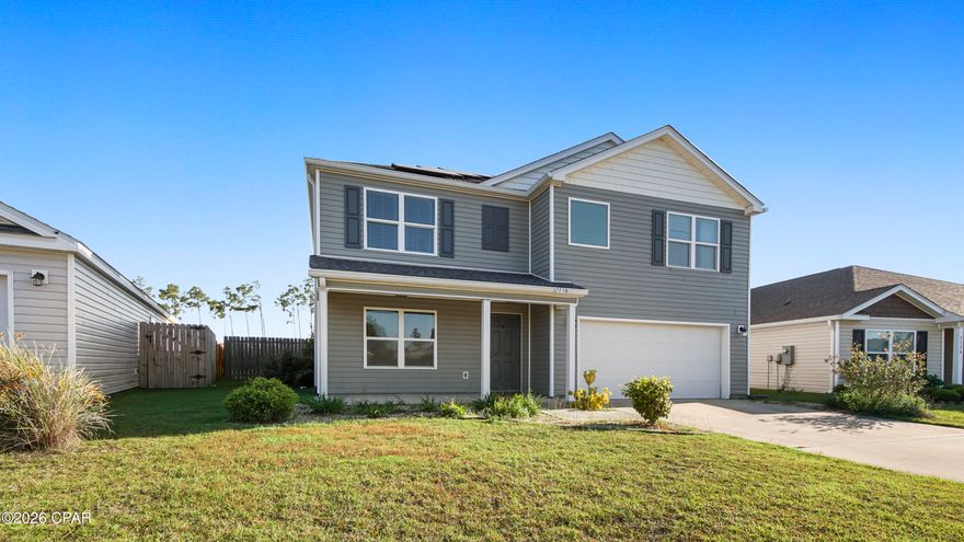 What you see is NOT what you get. The entire home has been freshly painted Agreeable Gray and New vinyl plank flooring has replaced all carpet! Photos were taken prior to upgrades. The backyard is fully fenced!

Looking for space, comfort, and convenience — without the noise of the city? This beautiful rental in Barrett's Park offers the perfect balance: tucked away from the hustle and bustle, yet just minutes from the new Publix on Hwy 231 and 17 miles from Tyndall Air Force Base.

This spacious home features 5 bedrooms, with one on the first floor, as well as 3 full bathrooms, giving everyone room to spread out. In addition to TWO main living areas, you'll love the dedicated office/flex room near the entry — perfect for working from home, homeschooling, gaming, crafting, or creating your own quiet retreat.

Upstairs, there's an extra living space that can be used as a TV room, workout area, playroom, or second lounge — flexible space that adapts to your lifestyle.

Downstairs offers an open-concept layout connecting the kitchen, dining, and living areas — ideal for hosting friends or keeping everyone connected. Don't forget about the office/flex room and the bues bedroom on the first floor as well. The durable LVP flooring makes everyday cleaning simple and stress-free.

Step outside to enjoy a privacy-fenced backyard overlooking a peaceful pond — a relaxing setting for morning coffee or unwinding after work. Perfect for nature lovers and anyone who appreciates a quiet view.

You'll also benefit from thoughtful features that make daily life easier:

Two HVAC systems for balanced comfort

Nest programmable thermostat you can control from your phone

Solar panels to help reduce electric bills

Low-maintenance exterior and gutters

If you're looking for space, flexibility, modern features, and energy efficiency in a peaceful setting — this Barrett's Park home checks all the boxes.