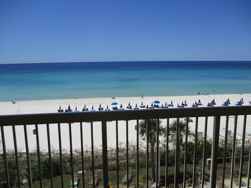 FANTASTIC BEACH FRONT RENTAL UNIT ON DESIRABLE 4TH FLOOR LOCATION DIRECTLY ACROSS FROM PIER PARK! 1 bedroom, 2 bath Unit with king bed in master, queen sofa bed and hallway bunk area convenantly sleeps 6 people..  Calypso is one of the most popular condominiums on the beach with two pools and a well equipped fitness center.  When the crowds come, this location across from Pier Park allows for easy foot travel to shopping and restaurants.  Golf and other entertainment activities are in close proximity as well.  Unit is rental ready.  Tile floors throughout Unit for easy maintenence.  Exceptional rental potential!.  Buyer to verify all dimensions and information.