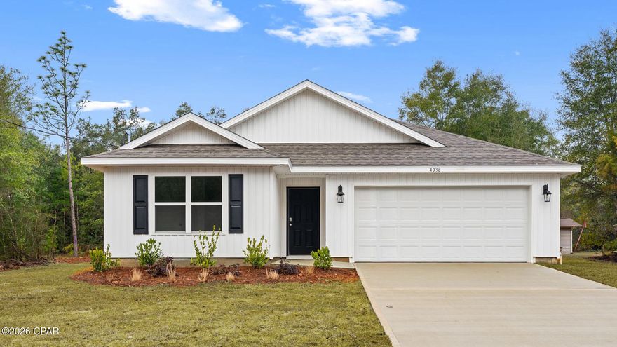 Welcome to 4036 Linwood Drive, a new home at Sunny Hills in Chipley Florida. This home is under construction and is situated on just over ¼ acre lot. This exceptional home will have 5 bedrooms and 3 full bathrooms. As you enter the Lakeside floorplan you will find a bright foyer with two bedrooms and a shared bath just off the front entry. As you enter the large open living space there is a dining area and laundry room as well as a small hall leading to two more bedrooms and a full bathroom. The kitchen has a center island and is open to the living area allowing for easy meal prep and clean up. The primary bedroom is located at the back of the home with a nice-sized bathroom that has a shower, dual sink vanity and large closet.   
Beautiful interior features of this home include granite countertops in the kitchen and bathrooms as well as EVP flooring throughout the common living areas and carpet in each bedroom. The kitchen comes equipped with white cabinetry, a pantry for storage and appliances including a stove, microwave and dishwasher.   
   
The exterior of this home will have vinyl siding, 30-year dimensional shingles with a manufacturer's warranty and lighting at the garage, front entry and back patio. The lawn has been professionally landscaped with a flower bed along the entry walkway and sodded lawn. If you are looking for the perfect place to call home, visit Sunny Hills and request a tour of this amazing home.