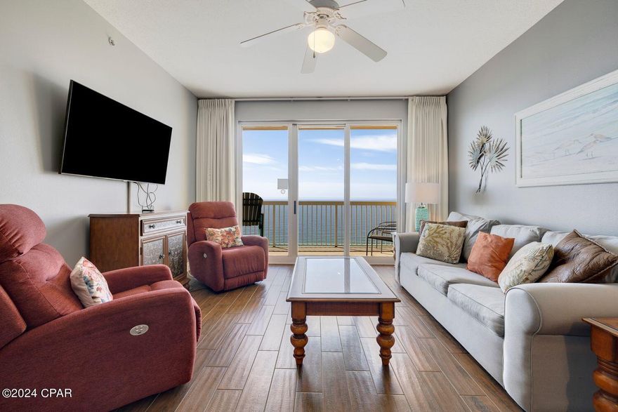 CURRENTLY UNDER CONTRACT, SELLER WILL CONSIDER BACKUP OFFERS.

Calypso Beach Resort. 2-Bedroom with a BUNKROOM, being sold fully furnished and rental ready at one of the most premier resorts on Panama City Beach, and across the street from Pier Park. This resort is the only resort that is truly within walking distance of Pier Park and one of the best rentals on the beach. The master bedroom and living room are gulf front with sliders leading to the oversized balcony. The kitchen is spacious with granite countertops, stainless steel appliances, and has a stunning view of the beach from the breakfast nook. The best thing about this unit is the new wood-looking tiled floor throughout, in all rooms including bathrooms, which was just replaced 2 years ago. The 2nd bedroom has access to the full bath, and the bunkroom is actually a ''room'' and not a nook like many other condos. This unit sleeps 8 comfortably and functions as a 3-bedroom.  Key features and updates on this unit: Plantation Shutters, Pollywood furniture, washer & Dryer replaced 2023, Stainless Steel Appliances replaced in 2021, wet bar, and brand-new flooring throughout.  If you are not familiar with Calypso Resort Towers I & II, the gulf-front towers, they feature two Resort-Style Pools, a Gulf-Side Tiki Bar, Fitness Center, Air-Conditioned Walkover, High Speed Elevators, Gated Garage Parking, Tropical Landscaping, Onsite Rental Desk and 24/7 Property Patrol. Calypso Beach Resort is located in the most ideal location on the beach and within walking distance to bars, restaurants, shopping, entertainment, and Swampy Jack's Wongo Adventure, where you can enjoy some of the best amusement rides. The resort has on-site seasonal beach service where you can rent beach chairs, jet skis, parasail, and all types of water activities. If you like to fish, the pier is next door where you can rent fishing equipment and relax while you catch dinner.  Tower II sits directly to the east of the Russell-Fields City Pier in front of Pier Park, which is our only Dog-Friendly beach.  If this sounds like the Perfect Property you have been waiting for, call today to make an appointment before your dream of owning a piece of paradise becomes someone else's reality. Age, Sq.Ft., Dimensions, Schools, Tax, or any important information is just an estimate and must be verified by the buyer via professional or personal inspections.