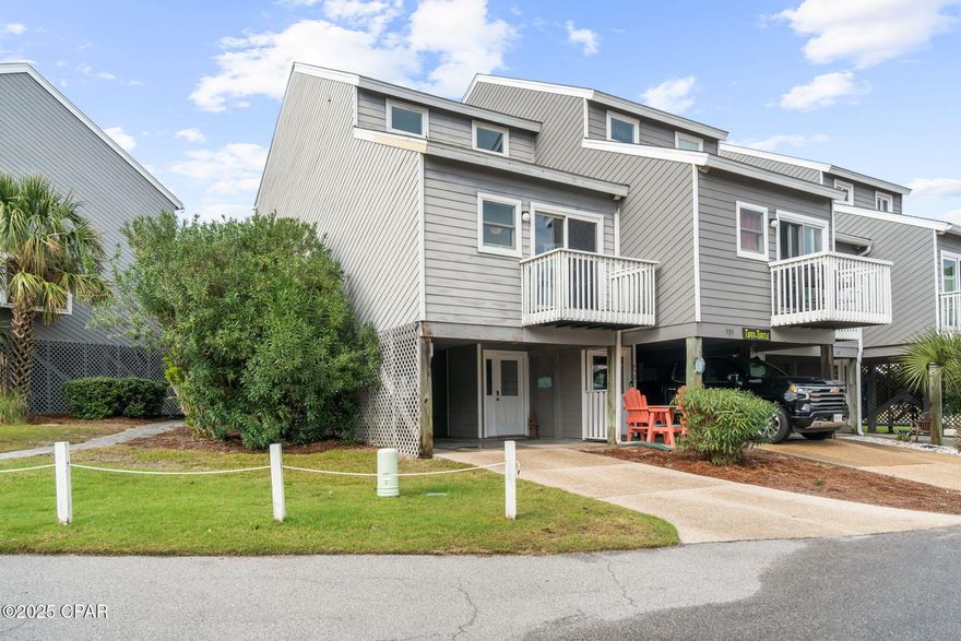 STEPS TO PARADISE!! 533 Barrier Dunes is a beautifully updated end-unit townhouse offering effortless beachside living just steps to the sugar-white sands & Gulf. This light filled 2 bedroom-2bath retreat delivers exceptional Gulf views from both the main living deck and the private master balcony overlooking the community gazebo and sparkling water beyond. Inside, natural light pours through the bay window, creating a warm, welcoming atmosphere ideal for relaxing after a day on the beach.  The well-equipped kitchen offers everything you need, and grilling outside is a breeze on the back deck, which also connects directly to the boardwalk that gets you to the beach in under two minutes.  Step onto the private Gulf-view deck to unwind in the outdoor seating while enjoying stunning sunsets and refreshing sea breezes. Barrier Dunes offers resort-style amenities including two pools—one beachfront—lighted tennis courts, playground, ponds & multiple beach boardwalks. With the unbeatable proximity to the beach, this townhome is the perfect coastal getaway or rental-ready investment.  Just minutes from St. Joseph Peninsula State Park and the charming town of Port St. Joe, this location puts the best of the coast at your fingertips. Enjoy hiking, kayaking, snorkeling, and untouched shoreline within the park, then head into town for waterfront dining, boutique shopping, live music, and the inviting small-town charm Port St. Joe is known for. Call for your private tour & LIVE THE BEACH LIFE!!