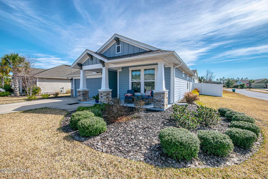 Beautiful home in the highly desired neighborhood of Breakfast Point. This home sits on a large corner lot in a premier location within Breakfast Point. Upon entering, you will find an open floor plan with a large kitchen, formal pantry, dining area, smart desk and living space. The kitchen features an oversized SEAMLESS quartz island, gas stove and custom finished cabinets. The master suite features an oversized bathroom and offers an oversized ''super shower'', double vanity and large closets throughout. This home is energy efficient and has many features that were additional options at time of construction. There are large bay windows throughout allowing natural light to highlight the beautiful details the home has to offer. Large yard with landscaping and natural beauty! Tour today.