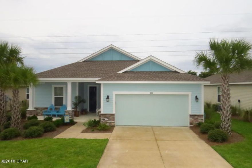 BEAUTIFUL HOME IN WHISPER DUNES! THIS HOME FEATURES 4 BEDROOMS, 2 1/2 BATHS, NICE OFFICE/DEN WITH FRENCH DOORS FOR PRIVACY. VERY OPEN FLOOR PLAN OFFERING BREAKFAST AREA, BREAKFAST BAR AND NICE KITCHEN WITH WHITE CABS.  NICE AREA FOR A COFFEE BAR AS WELL.  LIVING AREA HAS FRENCH DOORS THAT OPEN TO A BEAUTIFUL SCREENED PORCH. BACKYARD IS LANDSCAPED WITH FLOWER BEDS AND ADDITIONAL PALM TREES. TILE FLOORING IN MAIN AREAS AND CARPET IN BEDROOMS. LAUNDRY SINK IN GARAGE.