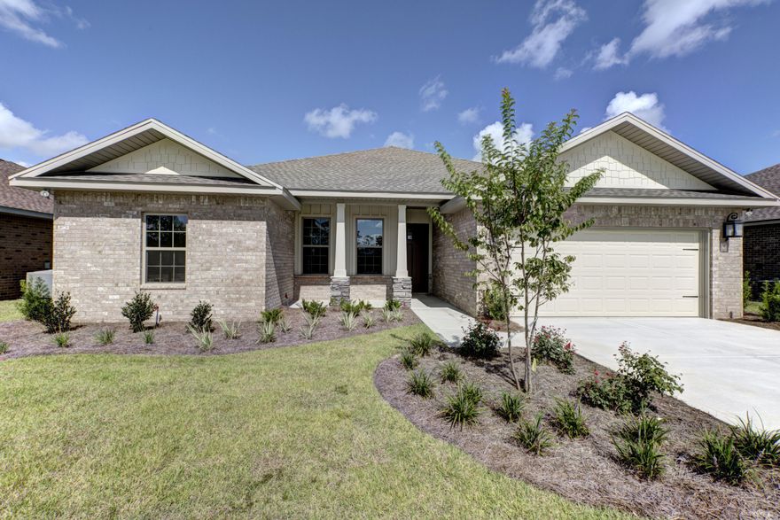 New construction in just opened Cedar Park offering easy access to greater Panama City, Panama City Beach, and TAFB! All brick home offers great room with 10Ft ceilings, dining room, kitchen with island, solid surface counters, and stainless appliances, master suite with tray ceiling, double vanity, separate shower and tub, walk-in closet. Other interior features include tile flooring, recessed lighting, custom cabinetry, and ceiling fans...Exterior includes brick siding, 2 car garage, covered porch, and sprinkler system. Cedar Park features landscaped entrance, two parks, pavilion, playground, underground utilities, custom street lighting, and sidewalks. All sizes, dimensions and other info should be verified if important.
