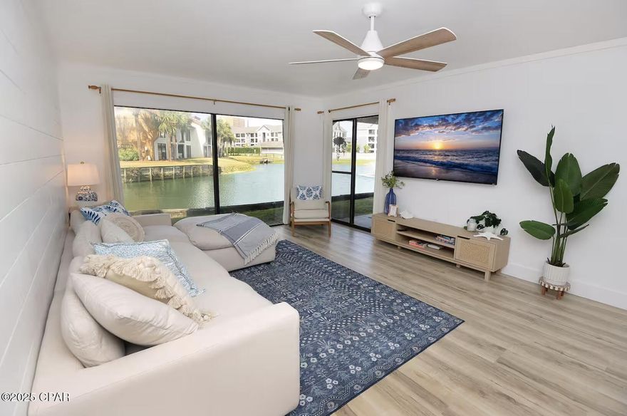 'CURRENTLY UNDER CONTRACT, SELLER WILL CONSIDER BACKUP OFFERS' Welcome to Edgewater Beach & Golf Resort—your ideal coastal retreat in Panama City Beach! If you're looking for a beautifully updated ground-floor condo that combines resort-style amenities with the comfort of home, then look no further! Step inside to discover an open-concept living area filled with natural light, tasteful coastal décor, and premium furnishings. This completely updated, spacious 2 bedroom, 2 bathroom villa is perfect for both full-time living or as a short-term rental income machine. The living room offers tranquil views of the pond and overlooks hold 3 on the 9 hole golf course.  The kitchen offers stainless steel appliances, a breakfast bar, and updated cabinetry.  Edgewater Beach and Golf Resort is a gated, beachfront community with the best amenities in Panama City Beach. Amenities include 11 swimming pools with 10 of the pools heated, hot tubs, a 9 hole par 3 golf course, fitness center, tennis courts, pickleball courts, basketball courts, on-site dining at Oceans Bar and Grill, shuttle service throughout the property, and an arcade! Edgewater Beach and Golf Resort is located just minutes from Pier Park, Top Golf, Shipwreck Island Waterpark, Pirates Voyage.  Whether you're looking for a personal coastal getaway or a high-performing investment property, this unit delivers it all. Steps from the sand. Views for days. This is your beach condo—make it yours!