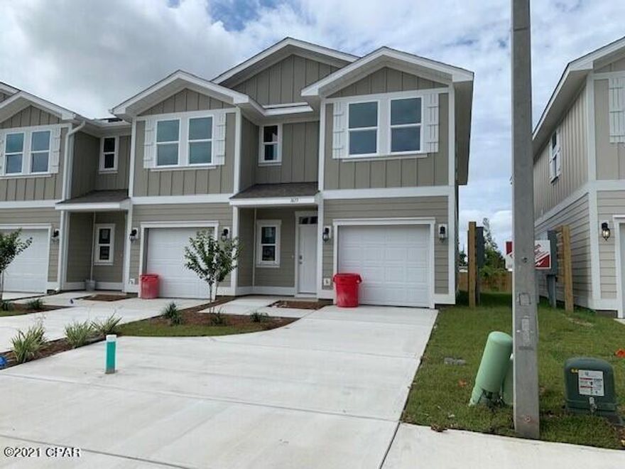 Welcome to Landin's Landing! This is a 3 bed, 2.5 bath, 1 car garage townhome.  Interior features include elegant 9' ceilings, granite kitchen and bath countertops, and ivory shaker style cabinetry. Luxury vinyl plank flooring is throughout the common areas and frieze carpet is in the bedrooms, stairs, and second floor hallway. Landin's Landing is located just minutes to nearby schools, shopping, restaurants, and a quick drive to the white-sand beaches and turquoise seas of Panama City Beach! Pictures, photographs, floor plans, elevations, features, colors and sizes are approximate for illustration purposes only and will vary from the homes as built. Home and community information including pricing, included features, terms, availability and amenities are subject to change and prior sale at any time without notice or obligation. For Move-In/Completion Estimates: Ready dates are estimates only. Timing of completion of construction and buyer move-in are subject to contingencies contained in home purchase agreement and governing jurisdictions issuance of a certificate of occupancy and may change due to forces majeures and other delays or disruptions outside the reasonable control of the Builder.