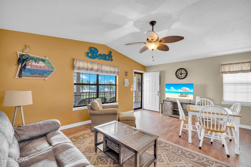 LOCATION YOU WANT. STYLE YOU DESERVE. COMFORT YOU'LL TREASURE.

Discover Horizon South - Unit 42H in beautiful Panama City Beach, Florida. Even better news for buyers: HOA dues have been reduced from $600 to $505 per month, following the completion of a major HOA-funded underground water system renovation, with all related assessments paid in full. Big-ticket work done. Dues down. That's a win. 

This second-floor 1-bedroom, 1-bath condo with hallway bunks enjoys a prime interior location close to the pools, mailbox, and trash area, while still offering privacy and pleasant pool views. The current owners do not rent the unit, use it strictly for personal enjoyment, and it shows in the condition.

Interior features include vinyl flooring in the living areas, tile in the bathroom, an updated bathroom, upgraded interior doors, flat-screen TVs, fresh and well-kept interiors throughout, plus a stackable washer and dryer in the unit. Parking is conveniently located right next to the sidewalk for easy access, and the condo is offered fully furnished and move-in ready.

Horizon South is a gated, golf cart-friendly community with direct access to the beach, and just minutes from Pier Park, the airport, McGuire's Irish Pub, and Dolly Parton's Pirates Voyage Dinner & Show. Amenities include four pools (one heated seasonally), a kiddie pool, hot tub, tennis and pickleball courts, shuffleboard, mini golf, newly renovated fitness center and billiards room, event space, on-site laundry, and more. Owners may bring pets, and HOA dues cover water, internet, trash, grounds maintenance, building insurance, and security. 

Buyer to verify all information if important.