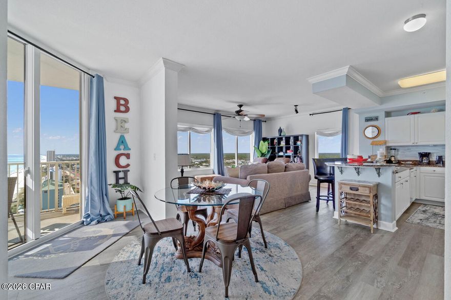 Gulf-front living awaits at Tidewater Beach Resort in Panama City Beach. This 2-bedroom, 2-bath condo offers 1,182 square feet, beautiful Gulf views from the 19th floor, and a comfortable layout with a spacious kitchen, inviting living area, and private balcony overlooking the beach. Tidewater is known for its resort-style amenities, including beach access, outdoor pools, indoor pool, hot tubs, fitness center, sauna, steam room, theater, game room, on-site dining, and convenience store. Located near Pier Park, Russell-Fields Pier, dining, shopping, and entertainment, this condo is ideal as a beach retreat or investment opportunity.