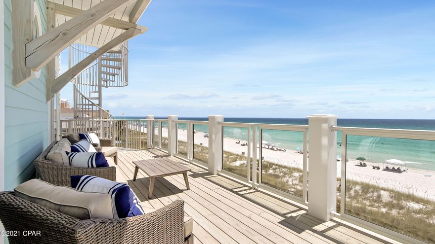 CURRENTLY UNDER CONTRACT . SELLER ACCEPTING BACK-UP OFFERS  ''Stay Salty'' is a newly-built luxury beachfront home featuring 5,627 total sq. ft. of indoor and outdoor living space. Beautifully decorated with upscale furnishings & fixtures through out. Spacious living welcomes up to 24 guest. With 7-bedrooms and 7.5 bathrooms, there is plenty of quiet get away space while still providing multiple gathering spots for everyone. If you can picture yourself floating in a private beachfront pool or dining with the waves each evening - you've found the perfect home!

The first floor is the perfect spot to gather either in the fun packed media room or the amazing outdoor space with a brick pavered pool deck and your own private pool. Relax around the L-Shape pool with sun shelf, or cozy up in lounge seating centered around a large flat screen tv.  Any time of the day is time for grilling and dining in the beautiful outdoors while enjoying your view of the crystal clear emerald waters and taking in the fresh sea air and sounds of the waves as you prepare your meal.  Time for the beach?  Take your boardwalk directly to the beach and dig your toes in the sugar white sand. When returning, enjoy your private outdoor shower. Come take a look, but fair warning..........you will not want to leave once you come!! :)