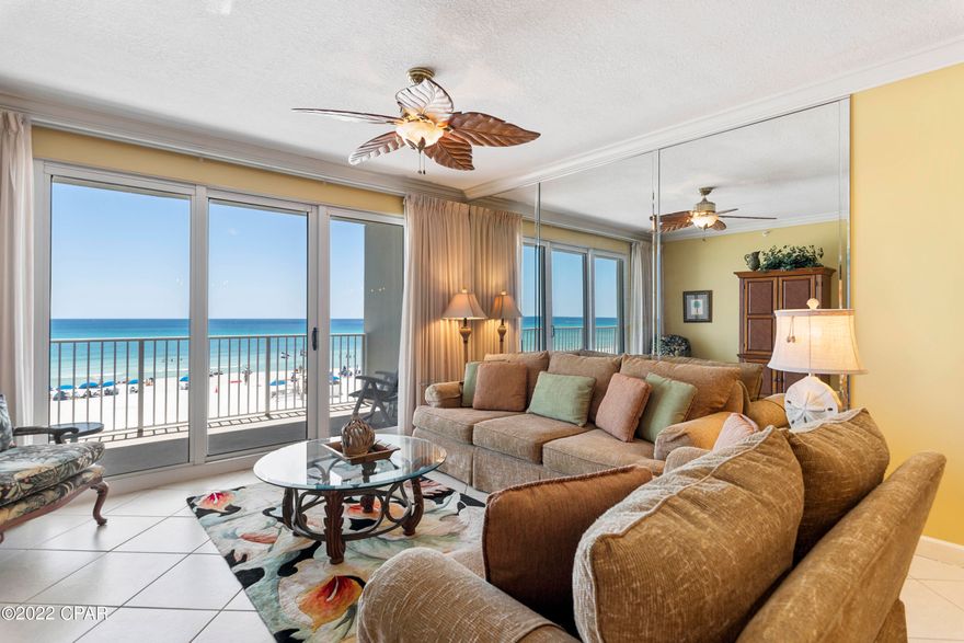 Fully Furnished 3 Bed/2 Bath Beautiful Getaway That Can Easily Accommodate Over 8 People! This Residence Has Been Used As A Non-Rental So In Great Condition.  Updates Include Newer HVAC & H20 Tank & Sliding Glass Door.  Offering A Gulf-front Master Suite With Large Master Bath With Separate Shower, Garden Tub & Double Vanity.  Large Open Kitchen With Stainless Appliances & Granite Breakfast Bar, Dining Room & Gulf Front Living Room.  Oversized Balcony Offers Incredible Views Of The White Sandy Beaches. This Mid-Rise Condo Only Has 10 Stories & 45 Total Residences So No Long Waits For Elevators & Overly Crowded Pool. Centrally Located, MariSol Is Right In The Middle Of All The Excitement & Walking Distance To Shops, Restaurants & Entertainment.  Schedule Your Showing Today!