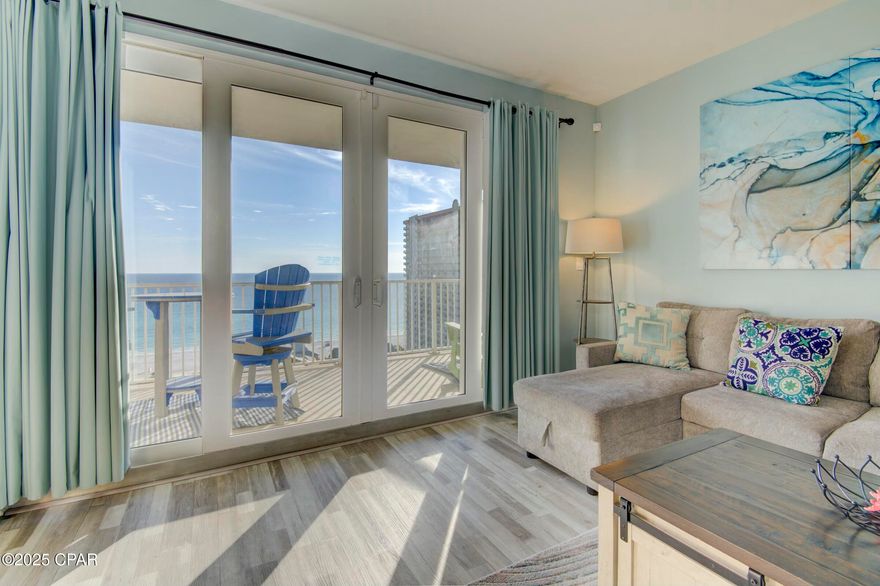 WELCOME LAKETOWN 1426-Introducing an exquisite 3-bedroom, 2-bathroom condo that epitomizes coastal luxury living. Nestled against the backdrop of the stunning Gulf view, this condo has undergone a recent transformation, boasting not only a sophisticated renovation but also professional interior decoration. 

Step inside, and you'll be greeted by the timeless elegance of tile flooring that graces every corner. The kitchen showcases brand-new, state-of-the-art appliances and a convenient tankless water heater. Keeping you in perfect comfort, a cutting-edge AC system has been installed, ensuring your relaxation year-round. As you step onto the patio/balcony, you'll appreciate the care that went into repainting it, allowing you to savor breathtaking sunsets and tranquil moments. Sleep comes easy with memory foam mattresses in all bedrooms, while smart TVs, a surround sound system, and a ring security alarm system provide modern convenience and peace of mind. Bathroom renovations include ultra-quiet exhaust vents, complemented by updated light fixtures and recessed lighting throughout the condo. Ceiling fans add a touch of elegance and practicality. But the amenities are not just confined to your doorstep. Five pristine pools, a putting green, and a well-equipped fitness center overlooking the Gulf offer endless opportunities for relaxation and recreation. An awe-inspiring light show adds to the enchantment. As a unique bonus, the property boasts an astounding 52,000 square feet of lakefront boardwalk, creating the perfect backdrop for leisurely strolls and serene moments. Nestled in the highly sought-after South Thomas Drive area of Panama City Beach, this resort-style condo represents exceptional value and is poised to redefine your beachfront living experience.
Laketown Wharf Resort - Unmatched Amenities Located in the heart of Panama City Beach, Laketown Wharf offers exclusive beach access just steps away. The resort is packed with five swimming pools, including a lagoon-style pool, rooftop pool, and kiddie pool. Relax in two hot tubs, stay active in the state-of-the-art fitness center, or enjoy a drink at the poolside bar. Each evening, guests are treated to an incredible light and fountain show, unique to Laketown Wharf. With five on-site restaurants, market shops, and the newly added 810 Billiards & Bowling, there's always something to do. Plus, covered parking ensures convenience and security. An Incredible Investment or Your Dream Beach Getaway Whether you're searching for a vacation home, full-time residence, or a lucrative rental property, this condo checks every box. Don't miss this rare opportunity to own a Gulf-view paradise at an unbeatable price! For accurate measurements, verification is recommended. Contact me today to schedule a private viewing!
 All measurements are approximate and should be verified to ensure your complete satisfaction. Embrace the coastal lifestyle you deserve; this condo is a testament to elegance and comfort by the sea.