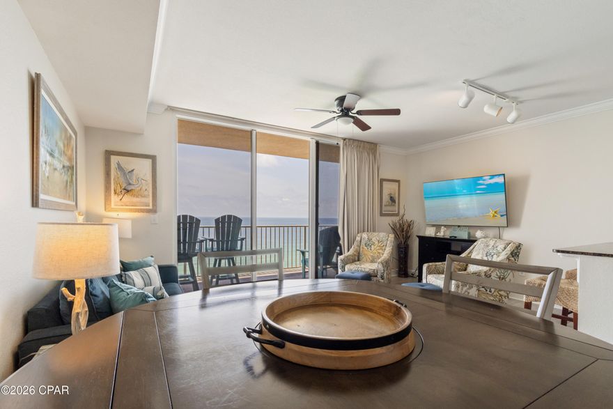 Prime 1131 sq ft ''M'' plan 2-bed, 3-bath condo at Tidewater Beach Resort, Panama City Beach! A 2 bed rental gem, it functions as a 3-bed with a bunk room and private baths for each bedroom, maximizing guest appeal. Mid-level, it offers breathtaking Gulf views through floor-to-ceiling sliding doors, new LVP flooring, fresh living room furnishings, vibrant décor, and stylish balcony furniture. Includes washer/dryer and dishwasher for hassle-free ownership. Steps from Pier Park, Tidewater boasts two lagoon-style pools, a heated indoor pool, movie theater, and more. Don't miss this turnkey opportunity to own a high-demand rental in a top-tier resort.