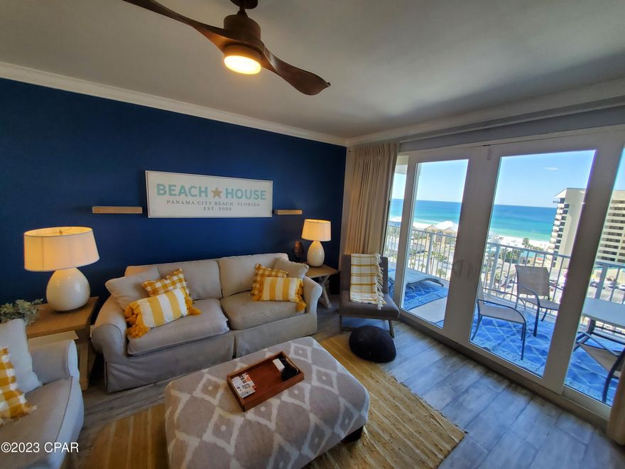 OWNER-FINANCING AVAILABLE! Motivated seller. Turn key, gorgeous view and rental ready! The most popular type unit at Laketown Wharf sleeps 8 guests. Charming decor, new furniture, 2022 water heater, updated quartz countertops, backsplash, sink, 2022 washer and dryer stack and upgraded crown moulding.  Updated LVP flooring in 2020. Barn door on the bunk room. Second home and lightly rented. Laketown Wharf is in the heart of the fun and excitement in Panama City Beach. Just steps away from white-sand beaches, shopping, dining and entertainment. Resort amenities, convenient beach access, 5 unique pools, Splash Bar and Grill, Gulf-view fitness center, covered parking garage, views of the Gulf, Lake, Golf Course and beach. Nightly fountain light show, market shops and restaurants along a 52K square feet of Lakefront Boardwalk.