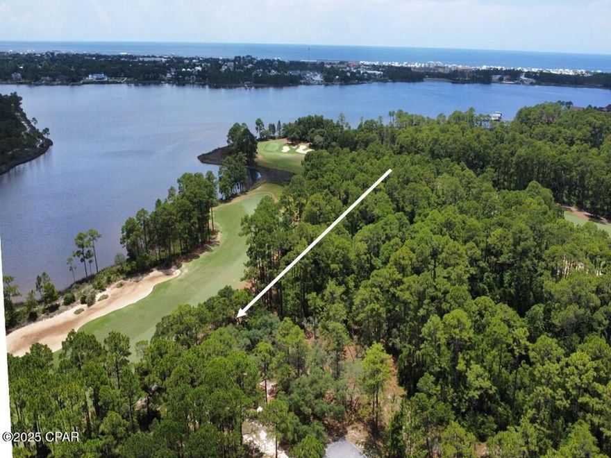 Leave the bustle of tourist traffic and  30A behind and come home to the tranquilty of Wild Heron.  Just minutes from 30A and Pier Park, this EPIC lot sits alongside the 6th fairway of the acclaimed Sharks Tooth golf course and has STUNNING views of Lake Powell.  it is truly one of the very BEST lots in Wild Heron.   At almost 2/3 of an acre, you can build a very large home with a large pool and backyard sanctuary.  PLUS, a  leased BOAT SLIP, at the amazing Wild Heron marina, conveys with the purchase of this lot.  Preliminary home plans have been produced and can be provided with the sale.   GOLFING, BOATING, FISHING, or just RELAXING with great neighbors, you have found paradise and can call it HOME!  Before a contract, a free onsite consulation with an approved Wild Heron builder and architect can be arranged to help make your dream come to life!   This amazing coastal sanctuary borders Lake Powell, the largest coastal lake in Florida and you will feel the peaceful atmosphere as soon as you drive in.  Just minutes from 30A, beaches and Pier Park, this exclusive gated and guarded community is luxury living at its finest with incredible amenities and the renowned private membership, Greg Norman designed Sharkstooth at Watersound golf club.   Amenities include a large, heated community pool, hot tub, large gym, boathouse, dock on Lake Powel - the second largest brackish lake in the world, fire pit, trails, event lawn, and other.  Wild Heron is a very social neighborhood with summer concerts, holiday parties, weekly food trucks and farmers market, yoga, dance exercise, water aerobics, and many other activities.  Watersound Club is available to join and includes not only the acclaimed Sharkstooth Golf Club and the new ''Third'' Links golf course , but access to Camp Creek golf course, Camp Creek Inn w/Pool and gym, the Watersound Beach Club, Clay shooting course, and on-site clay lighted tennis courts.  You are only a few minutes from Beach access 87 which is right down Kelly Street.  Sunsets on Lake Powell are amazing and fishing, boating, kayaking and paddleboarding are frequent activities.