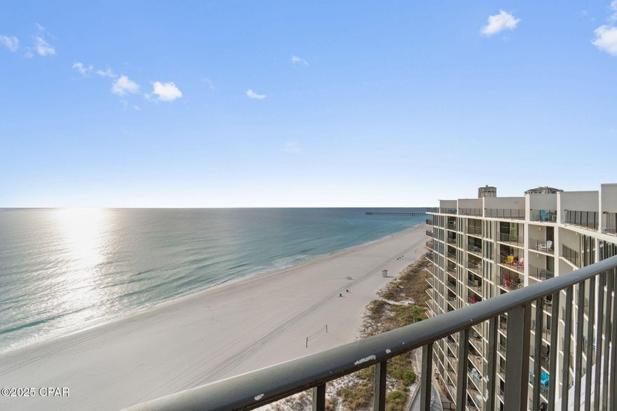 GULF-FRONT BEDROOM | PENTHOUSE | ROOFTOP DECK | A stylish two-story condo for sale in Panama City Beach, Florida. You've found a turn-key residence at exclusive Edgewater Beach & Golf Resort that offers a sense of ease. It is fully furnished and ready as a short-term rental investment or your own personal oasis. The first-floor pops with coastal colors, quality furnishings, and a private beach view balcony. The popular Gulf-front owners suite features floor-to-ceiling windows, bathroom with separate tile shower, and balcony access. There is attractive, easy-care tile and vinyl plank flooring throughout. A spiral staircase leads to a second level loft space that elevates this seaside experience. The space looks out to a fresh air open deck with panoramic water scenes and soul touching sunsets. The loft offers a sleeping area, wet bar, and bathroom. There is a lot of new in this recent remodel, from furniture to lighting to appliances, and the big-ticket items have already been replaced:  AC 2014; water heater 2024; washer/dryer 2023. Edgewater is a securely gated resort with convenient building-side parking, electric vehicle charging stations, and a lot for boats and trailers. Included in the HOA dues are exclusive amenities such as beach access, the infamous Lagoon Pool, Hot Tubs, and Rental Cabanas. There is a Kids Club with splash pad and planned activities. All of the beachfront towers feature a tropical heated Pool, Hot Tub, and Sun Deck. Oceans Restaurant & Bar serves delicious food year-round and hosts special events. There is also a handy market serving ice cream and Starbucks. Owners enjoy a Sports Club Membership: Golf, Pickleball, Tennis, Basketball, Shuffleboard, and Fitness Center. There is an onsite Tram to bring you over to the sports club amenities, or it's just a short walk. The property is walkable to dining, shopping, and entertainment right across the street. It is centrally located so you can drive, uber, or take the trolley to exciting Pier Park in just a few minutes. Resort owners can bring their pets. Ask for a Cost To Own Estimate and let us help you discover a path to the coastal lifestyle of your dreams!