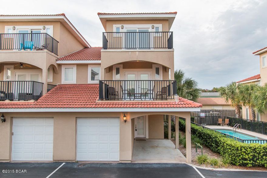 Less than 1,000 feet to the beautiful white sand of Panama City Beach, FL. This remarkable 3 bedroom also features a 13x11 living area on the 3rd floor, perfect for a 4th bedroom or bonus room. This mediterranean style townhome is located in Bella Costa and in the perfect location with great views of the gulf and next to the pool. This is the only unit available for sale right now with a back yard, and its fenced in. The owners have taken very good care of this home and it shows the second you walk in. The kitchen showcases beautiful granite countertops, upgraded cabinets, high-end flooring and 10 ft. ceilings. The master bedroom is located on the 2nd floor. As if the 14x10 balcony wasn’t good enough the ladies will fall in love with this bathroom! Double vanity, huge walk-in closet, whirlpool tub, and a separate tiled shower. Whether or not you're looking for a second home or a primary residence this is the perfect location and priced great! Call us today to find out about closing cost assistance.