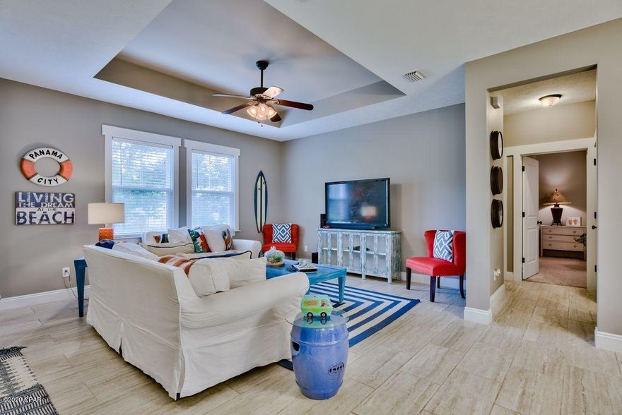 This one-owner home is located south of 98 in the secluded boutique, rental restricted gated community of Ocean Mist and is just minutes to the beaches and Pier Park. This one-story home has an open floor plan with split bedrooms. Originally the model home it has many upgrades – cabinets, trey ceiling, granite counters, stainless appliances, upgraded carpet, tile in main areas, fenced backyard, 2-car garage, separate laundry room with sink and generous size backyard. The community has underground utilities, sidewalks, is rental restricted, gated and private, and has a community pool.