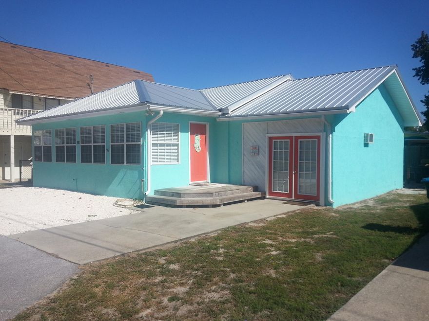 3BR/2Bath home with approximately 1275 sq ft of living space on a 50x65 lot.  Gulf views from the front yard. Placido Place is a wonderful street in Laguna Beach on the West End of Panama City Beach. Only minutes away from Pier Park as well as Scenic 30A. Many houses in that area have recently been remodeled and updated. 226 Placido is only 1150 feet from the sugar white sandy beach. Home features a new metal roof and interior and exterior paint. New floors in the master bedroom. Bathrooms have been updated as well.  New golf cart covered parking spot has been added. Most of the furniture is included. The home will sleep 10+ the way it is set up now. GOLF CART DOES NOT CONVEY. Call for more information. BUYER SHOULD VERIFY ALL IMPORTANT INFORMATION AND MEASUREMENTS