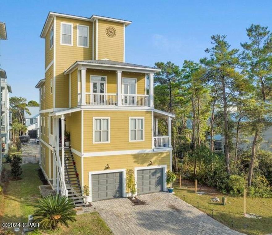 'CURRENTLY UNDER CONTRACT, SELLER WILL CONSIDER BACKUP OFFERS'
THIS CAN BE A MONEY MAKER! Short Term Rentals Are Allowed! 
Experience stunning views of the Gulf, Lake Powell, and Rosemary Beach from the relaxing Crow's Nest on the 4th story of this incredible home, located in the highly desirable area of Inlet Beach. This rare find offers exceptional value for a 4-story home in the private community of Grande Pointe at Inlet Beach. Whether you're looking for a personal retreat or an investment opportunity, this unique property provides endless possibilities. It can be transformed into two Airbnb units or a separate apartment, making it a versatile income-generating option. 

This home is being sold unfurnished, allowing you to design and personalize the space to your liking—a blank canvas ready to become your dream coastal escape. It's a must-see for anyone looking for a property that will be a fantastic money-maker for short-term rentals. Your ''Living the Dream'' lifestyle starts here, and this property should be at the top of your bucket list!

This luxury home is tucked away in the peaceful community of Grande Pointe @ Inlet Beach, yet is conveniently located next to the famous 30A. Enjoy a short walk to Rosemary Beach, Alys Beach, Camp Helen State Park, and Lake Powell. You're just steps or a quick bike ride from premier shopping, dining, vibrant nightlife, and the scenic beauty of 30A. Plus, it's just a short drive to both Northwest Florida Beaches International Airport and Destin-Fort Walton Beach Airport, with Pier Park and the renowned Tootsies only 15 minutes away. And, of course, the sugar-sand beaches are just a stroll or bike ride away.

This gorgeous 4-story home is the perfect investment for short-term or long-term rentals or your forever home. With natural wood floors, high ceilings, and abundant natural light throughout, the home exudes coastal elegance. Boasting 5 bedrooms and 5 bathrooms, all oversized bedrooms feature en-suite bathrooms adorned with custom porcelain plank tiles, chic lighting, and high-end bath fixtures. The home is equipped with a fire sprinkler system on every floor for added peace of mind.

Two master suites on the 3rd floor, along with generously sized additional bedrooms, ensure plenty of room for family and guests. With 12-foot ceilings, large closets, and a spacious 2-car garage, this home offers both luxury and practicality. Balconies on all three sides of the home and every floor invite you to soak in the breathtaking views, while a community pool adds to the resort-like atmosphere. 

Additional features include a metal roof, oversized moldings, and countertops crafted from a single piece of granite slab. This home is truly a must-see! Don't miss the opportunity to make this exceptional property your own. Call your favorite Realtor today to schedule a showing!