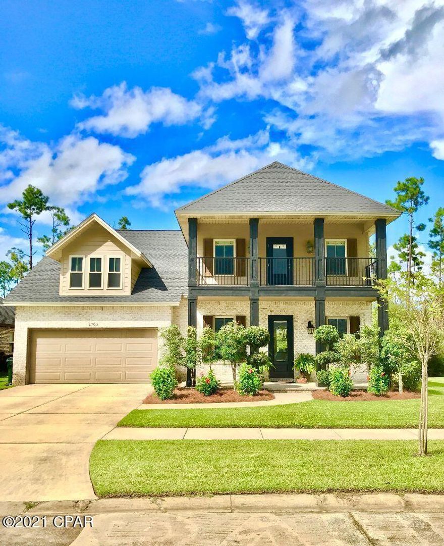 CURRENTLY UNDER CONTRACT, SELLER ACCEPTING BACKUP OFFERS.  Welcome Home! Beautiful custom built all brick home located in the highly desirable ''Hawks Landing'' neighborhood.  Custom inground pool with extended pool deck and pergola added in 2019.  The large lot backs up to a wooded area allowing for a private fenced open back yard with several fruit trees (orange, lemon, lime).  The home is located at the end of a quiet cul-de-sac with no traffic and is only a block from Bay Haven Charter Academy.  This five bedroom home is in immaculate condition and includes 10' ceilings, crown molding, custom linen drapes and bamboo shades.  The open living area comprises a family room with built in cabinets and electric fireplace. The huge open-concept kitchen has new Maytag appliances, ample cabinets, counter space and a custom-built island.  There is plenty  of room for a large dining table for all your big holiday get togethers.  The master bedroom and bath is located on the main floor with spacious walk-in closet, jacuzzi tub, separate vanities and a large walk in tiled shower.  Upstairs you will find the remining 4 bedrooms plus a bonus room and covered balcony (overlooking the front yard and neighborhood).  This quiet neighborhood is perfect for runs, walks and bike rides and this exceptional home is ready for you to enjoy!