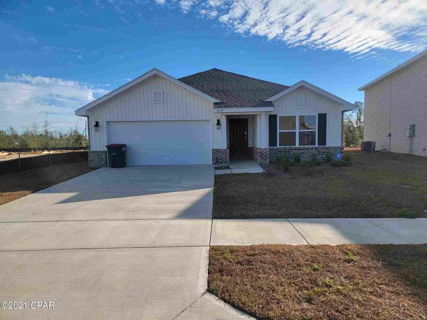'CURRENTLY UNDER CONTRACT, SELLER ACCEPTING BACKUP OFFERS Aria Floor plan, just over 1 year old!  Move in Ready! Titus Park is Centrally Located! Split floorplan. Primary bedroom suite has a walk in closet, dual vanities, water closet, separate tub and large walk in shower. Luxury Vinyl Flooring in Main Living areas and Bedrooms are carpeted. Home backs up to common area. 5 Panel Doors, Laundry Room and Eat in Kitchen with Whirlpool Stainless Steel appliances. Close to shopping and restaurants. Only13 miles to Panama City Beach and Tyndall Air Force Base. What a great location!