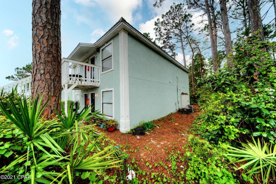 115 Tiki Drive, East End PCB, the most private condo of all in Hidden Lagoon, very end of the street, last building, top left condo, nobody above and no additional buildings to the left of the condo. One bedroom, one full bathroom, full kitchen and family room, updated floors, very well kept. Hidden Lagoon is located close to beach access, lagoon boat ramp, restaurants, State Park and golf cart friendly! Under 100K on PCB, affordable primary residence, invest money and have a rental property, pest control and cable covered by association. Come visit today!