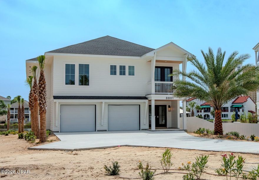 New construction Grand Lagoon waterfront home with direct Gulf access featuring a private dock with boathouse, outdoor kitchen and entertainment area, private pool, and oversized four-car garage.

Final construction and landscaping are nearing completion, offering the opportunity to secure a brand-new waterfront home on one of Panama City Beach's premier boating locations.

Designed for elevated coastal living, the bright open floor plan showcases expansive windows and beautiful water views throughout. The main living areas flow seamlessly to the outdoor spaces, creating an ideal setting for entertaining, relaxing, and enjoying the waterfront lifestyle.

This thoughtfully designed home includes three bedrooms, each with its own private bath, along with a flexible fourth bedroom or office perfect for guests or remote work. The primary suite offers a private retreat with a spa-style bath featuring a soaking tub, walk-in shower, and generous closet space. A spacious covered balcony overlooking Grand Lagoon extends the living space outdoors and provides a peaceful place to take in the waterfront surroundings.

Located on one of Panama City Beach's most desirable boating waterways, this property offers effortless navigation to Shell Island and the Gulf of Mexico, making it a true boater's paradise.