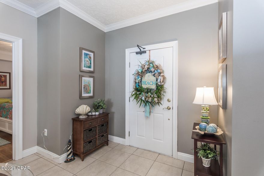 Hidden Dunes is a Luxury Condominium located at the quiet east end of Panama City Beach. This gorgeous professionally furnished 3 Bedroom & 3 Full baths over 2300 sq. ft. w/ over 300 sq. ft. balcony with Amazing Gulf Front View. Garage parking space and outside storage.  Complex has large lagoon pool, kiddie pool, owner's lounge, gym and game room.  A must see, will go fast.   All dimensions are approx.