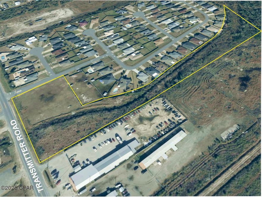 Prime Development Opportunity - Bay County, Florida
This exceptional 6.281-acre corner parcel offers a prime opportunity for commercial or mixed-use development. Ideally located just 1.5 miles from both Highway 231 and U.S. Highway 98, the property sits at the intersection of Transmitter Road and Brentwood Place, featuring approximately 400 feet of frontage along Transmitter Road.

All utilities are readily available, enhancing the site's development potential. The property is currently zoned as follows: the 400 feet of frontage (approximately 150 feet deep) is zoned for General Commercial (GC) use, while the remaining interior acreage is zoned Mixed Use (MU).
The land has been professionally surveyed and divided into two separate parcels:
Parcel 1: 1.603 acres
Parcel 2: 4.678 acres
Parcels may be sold individually or together, offering flexibility to developers and invest