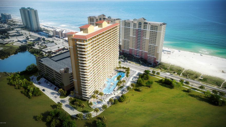 First pre-construction condos in Panama City Beach in 10 years! Adjacent to Pier Park and a quick walk to City Pier. Luxury interiors w/stainless steel appliances, quartz counters, 9 ft. ceilings, 10 ft. wide balconies. Amenities include lagoon-style pool, large fitness center, snack bar and parking garage.