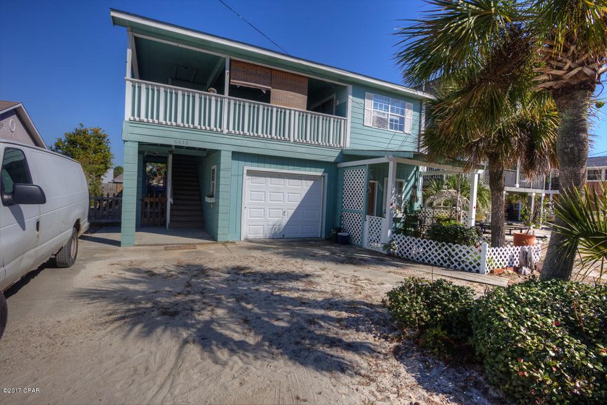 Opportunity for investment or owner occupy 1 block off the beach! This 4 Unit home has been updated, newer roof and is fully rented. The upstairs is a 3 bed/2 bath with Stainless Steel, wrap around porch, walk-in closet, tile floors and a deck off of the rear Master overlooking the fenced tranquility garden area. Downstairs has two 1 bedroom units with private entry and porch/yard spaces. There is a free standing studio/in-law suite in the rear that currently rents for $500, OR would make a great home office or work space! Paint inside and out is newer, exterior ''Beach Shower'', 3 separate fenced yard spaces with Koi ponds, TONs of storage and a one car garage that has been shortened but is still perfect for Golf Cart/Motorcycle parking and storage! Plenty of Parking for RV. Washer & Dryer are in the back of the house.