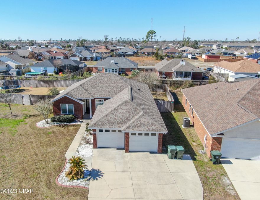 CURRENTLY UNDER CONTRACT, SELLER WILL CONSIDER BACKUP OFFERS. This Gorgeous 3 Bed/2 Bath brick home with a POOL sits on a cul-de-sac in the Lynn Haven neighborhood of Mowat Highlands. This home features vinyl plank flooring throughout all common areas, crown molding, trey ceilings; irrigation, & more! The formal dining room overlooks the spacious living room while; the kitchen features plenty of cabinetry, stainless steel appliances, additional eat-in breakfast area & pantry. Master bedroom showcases a trey ceiling with crown molding and double vanity en suite; walk-in closet, jacuzzi tub and separate tiled shower. Exterior features a screened in back patio, large backyard, and salt water pool. Being very well maintained this home is ready for it's new owner! Schedule your private showing