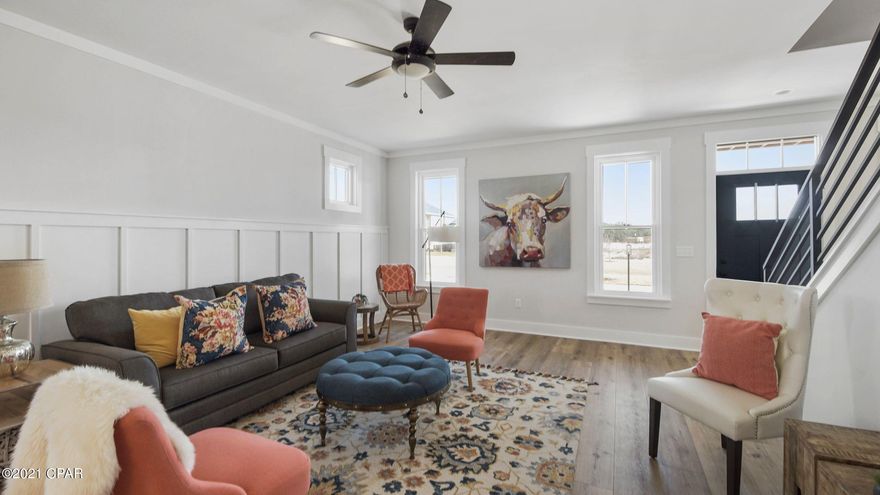 Beautiful 5br, 2.5 ba home in the quiet community of Tapestry Park! Enter through the front door into the open floor plan, The large, open kitchen, with ample counter space, Custom cabinets, Upgraded Lighting, Quartz counter tips, upgraded fixtures & Stainless Steel Appliance package The first floor also features The Master bedroom, full bath, additional closet and a 1/2 Bath for guests Upstairs you'll find the Second living space,  and 4 additional bedrooms. This home sits on a lot that faces the park. The home and park are both under construction. This golf cart community offers wonderful amenities including underground utilities, sidewalks, fabulous clubhouse, community pool, tennis and basketball courts, parks and green spaces, and low HOA fees that include cable, internet, and twice a week trash pick-up. Enjoy sunsets on the front porch of your charming home or take a short golf cart ride down to the beach! It's just that close!!