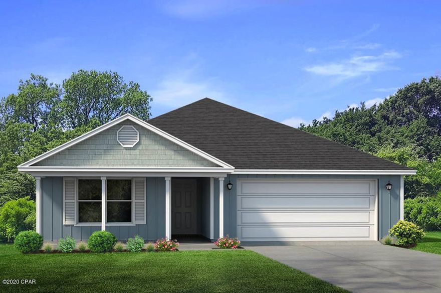 This Ryder Plan is under construction. As you drive up to this home you will a see a covered porch and two car garage. Through the front entry way

you will find vinyl sheet flooring throughout all common and wet areas of this home. The shared bath has vinyl sheet flooring and shower/tub combo. The hallway

opens to the large great room, kitchen and dining area. The kitchen is open with a center island and has plenty of cabinet space and a nice pantry for storage.

Appliances include a dishwasher, microwave and stove. In the master suite you will find his and hers walk-in closets. This home is being constructed with the Zip Sheathing system, providing greater protection than a traditional housewrap from damages due to wind, rain, and extreme weather.

A standard Smart Home package includes a KwikSet keyless entry, Skybell doorbell, automated front porch lighting, an Echo
Dot device, and Quolsys touch panel which can be integrated to control your lighting, thermostat, front door and so much more.
A builder 10 year structural warranty is also included.

Pictures, photographs, floor plans, elevations, features, colors and sizes are approximate for illustration purposes only and will vary from the homes as built. Home and community information including pricing, included features, terms, availability and amenities are subject to change and prior sale at any time without notice or obligation. For Move-In/Completion Estimates: Ready dates are estimates only. Timing of completion of construction and buyer move-in are subject to contingencies contained in home purchase agreement and governing jurisdictions issuance of a certificate of occupancy, and may change due to forces majeures and other delays or disruptions outside the reasonable control of the Builder.