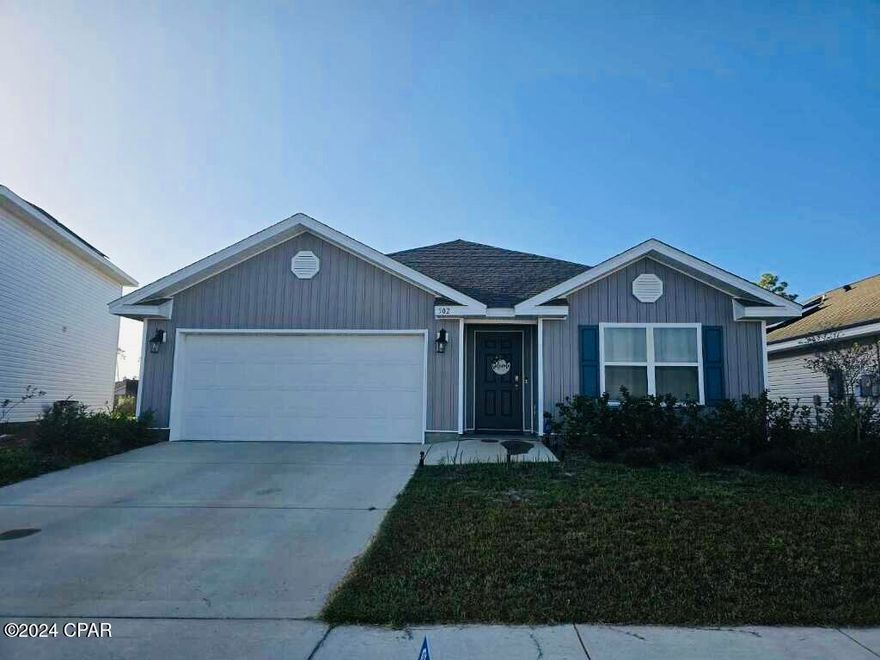 Discover your new home in this inviting, family-oriented community, ideally located just minutes from shopping, dining, and Tyndall Air Force Base. This beautifully designed residence offers vinyl flooring throughout all common areas for easy maintenance, with cozy carpet in the bedrooms. The kitchen is fully equipped with stainless steel appliances, a spacious center island, a convenient pantry, stylish stained cabinetry, and durable laminate countertops. Plus, enjoy the added convenience of a Smart Home Technology package.

This home features a spacious two-car garage with built-in shelving for easy storage and organization. In Bridge Harbor, you'll also have access to a fantastic community pool, perfect for relaxing and connecting with neighbors. Don't miss the opportunity to live in this vibrant and welcoming neighborhood!