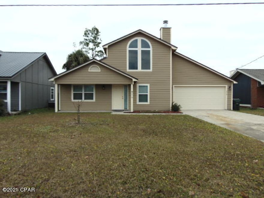 Belaire Estates! 2 story 3 bedroom, 2 bath home with skylights, office and 2 car garage. This home is recently remodeled with living area, vaulted ceilings, new wood burning fireplace, master bedroom upstairs, built in bookcase at the upstairs landing, open patio deck. Privacy fenced backyard with 2 sheds	for storage (one storage building is AS IS). W/D hookups in garage.