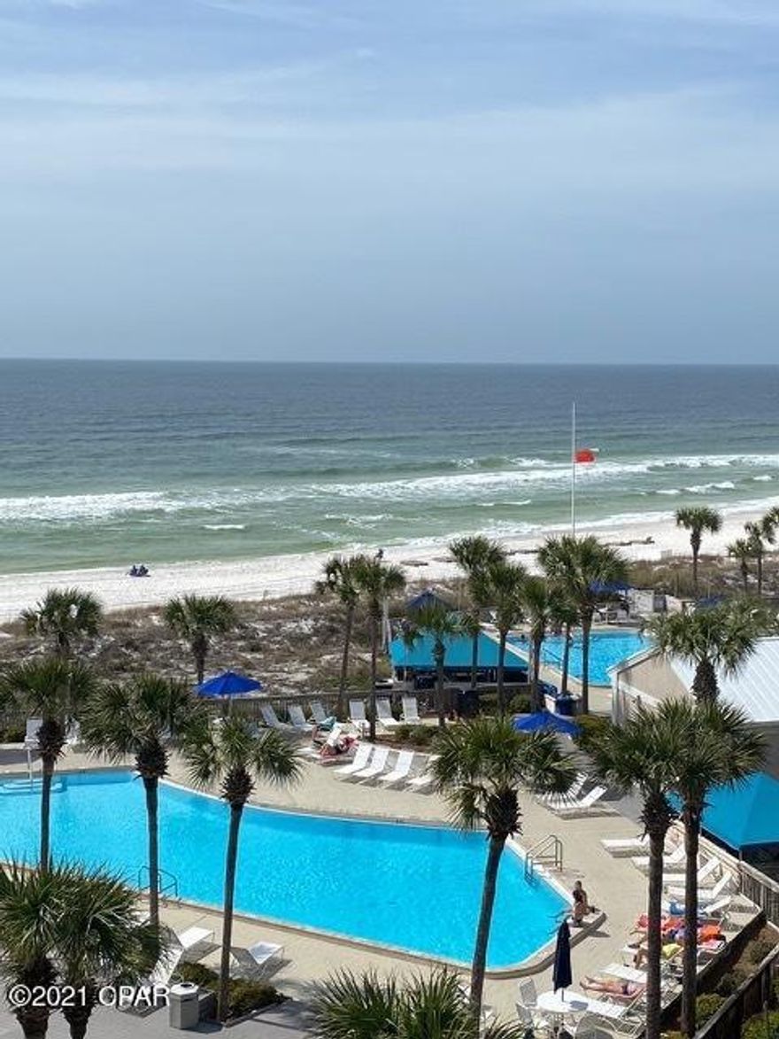 Desirable Dunes of Panama, a very popular condominium complex with  1500 linear feet of sugar white sand. You will not find a more accommodating complex, Dunes of Panama offers 3 pools, fitness room, , outdoor BBQ grills, tennis courts, basketball court, shuffle board,  poolside tiki bar & deli, souvenir shop, chair and beach rental services, and more. This gorgeous unit  is ready, bring your clothes and toothbrush and enjoy this fully furnished condo  with a breathtaking Sunset View!!
