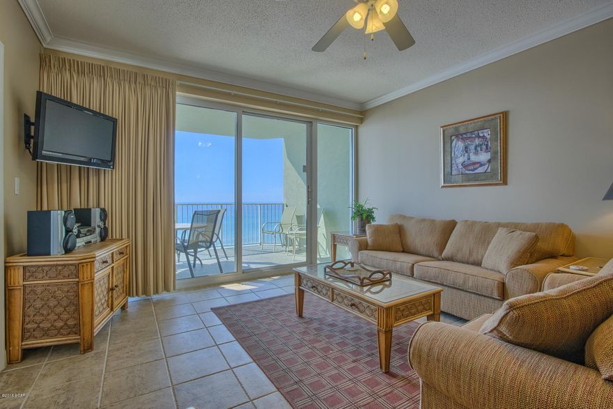 Professionally decorated 6th-floor end unit has 2 bedrooms and a large laundry room. With 1380 square feet, this unit has 2 full baths, with a garden tub and separate shower in the master bath. Fully furnished, this unit is move-in ready! Kitchen has granite countertops and tile floors in kitchen, entry and baths. Balcony is accessible from the living room and master bedroom via 8ft sliding glass doors and offers an exceptional view of the beach and gulf. Boardwalk Beach Resort features a lavish pool deck with 2500 square foot zero-entry pool, two hot tubs, a Splash Zone for kids, sauna, steam room and more. Boardwalk offers luxury, comfort, convenience and great rental income. Seller will consider owner financing and is a real estate licensee.