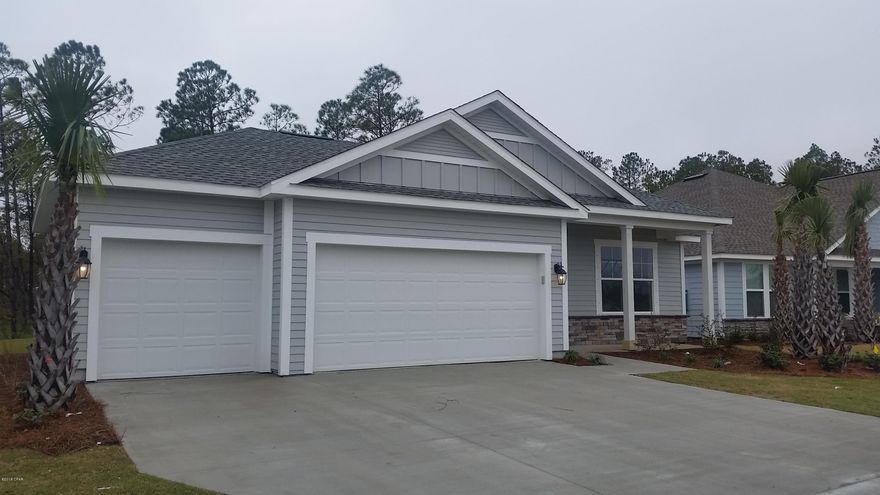 This home features the Sand Dune floor plan with available B elevations. 

Sand Dune 1,951 3 Bed, 2 Baths, Study/4th Bed, 3-Car Garage ! Excellent opportunity to be in the hottest community on the Beach. WALK TO SCHOOL! Top rated Breakfast Point Academy next to the entrance of this lovely master planned community. LOCATION! Groceries, dining and shopping all within a golf cart drive & only 5 miles from Pier Park. Samuel Taylor homes are truly one of the best constructed homes in Bay County. We build our homes with 2x6 exterior studs vs other builders using 2x4's. Not only is it a stronger home, but this also allows us to put R-19 in the walls instead of R-13.  We also use R-38 in our ceilings vs R-30 like most builders. We insulate most of the interior walls to make a very quiet home. SS appliance package is standard along with brushed nickel faucets, security system, 8 ft. doors throughout, granite counters in kitchen and baths, raised vanities with under mounted porcelain sinks, oversized tiles, upgraded carpet with 8 lb. padding and much more.
   A craftsman style trim package adds to the character and uniqueness of our homes.