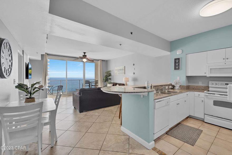 This Type-C floor plan unit has 1 Bedroom plus a private bunk room with a door, 2 Bathrooms with laundry and conveys fully furnished. Tastefully decorated and tile flooring throughout with a desirable Primary Bedroom suite on the GULF SIDE of the unit featuring gulf views from the bedroom window and direct straight balcony views of the pool and turquoise waters of the Gulf of Mexico in Panama City Beach, Florida! This condo is rental-ready with established Rental Income.
 
The deeded parking space on the 12th floor can be purchased separately for an additional $25k, but there's also several overflow parking spaces right at your door. No elevator needed for check-in or out!
 
Shores of Panama Resort Condominiums are world-renowned for their massive resort-style lagoon pool complete with hot tub and Tiki bars. Other amenities include an indoor heated pool, spa, fitness center, sauna, steam room, and in-resort shopping. All information and HOA Fees are deemed correct, buyers should verify if they are important.