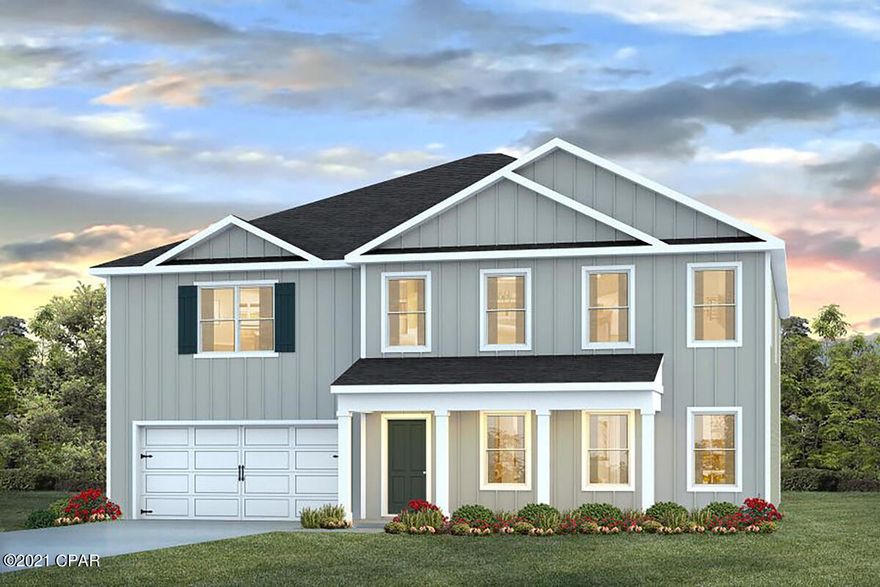 The Kendal is a 2 story, 5 bed, 3.5 bath with a 2 car garage floorplan located in the new Mars Hill community! Interior features of this home include laminate kitchen and bath countertops with over-mount sinks, traditional 8' ceilings, and beautiful ivory painted cabinetry. Vinyl flooring is throughout the home with plush carpet in all bedrooms, stairs, and upstairs hallway. The home also features Whirlpool Stainless steel appliances which include a free-standing electric range, dishwasher, and microwave. One of the remarkable features of this community is that it is located directly across from Majette Park, which is home to Panama City's only Disc Golf Course. Mars Hill is also a short drive to Tyndall Air Force Base, and the Naval Station located on Panama City Beach. A standard Smart Home package includes a KwikSet keyless entry, Skybell doorbell, automated front porch lighting, an Echo Dot device, and Quolsys touch panel which can be integrated to control your lighting, thermostat, front door and so much more.

Pictures, photographs, floor plans, elevations, features, colors and sizes are approximate for illustration purposes only and will vary from the homes as built. Home and community information including pricing, included features, terms, availability and amenities are subject to change and prior sale at any time without notice or obligation. For Move-In/Completion Estimates: Ready dates are estimates only. Timing of completion of construction and buyer move-in are subject to contingencies contained in home purchase agreement and governing jurisdictions issuance of a certificate of occupancy, and may change due to forces majeures and other delays or disruptions outside the reasonable control of the Builder.

A builder 10 year structural warranty is also included.