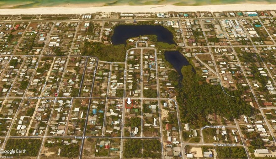 This corner lot is a double lot with 100' of frontage along Lahan Blvd and 65' along Alta Vista.  SEWER is available at these lots.  Located south of Hwy 98 and only a couple blocks to the gulf this lot is perfect to build a primary residence or second/rental home.  Lot could possibly be split into two or a duplex built.  Plenty of room for two structures and a pool, etc.  All dimensions and information to be verified by buyer.