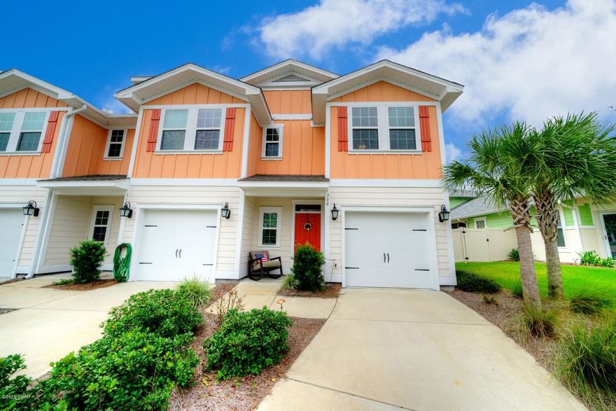 Located at the west end of Panama City Beach, you are just minutes away from Pier Park, 30A, and the beach. BIGGEST FENCED IN YARD of any townhome. Seller CAN DO A VERY QUICK CLOSE AND BE OUT OF THE UNIT QUICKLY WITH AN ACCEPTABLE OFFER.  2 Driveway Spaces plus additional parking. Ceiling fans in every room.  This exterior home offers a spacious open floor plan with colortone cabinets and granite countertops. The master bath features a tiled shower and a double sink with raised vanity. Carpeted stairs, hallway, and bedrooms with luxury vinyl downstairs