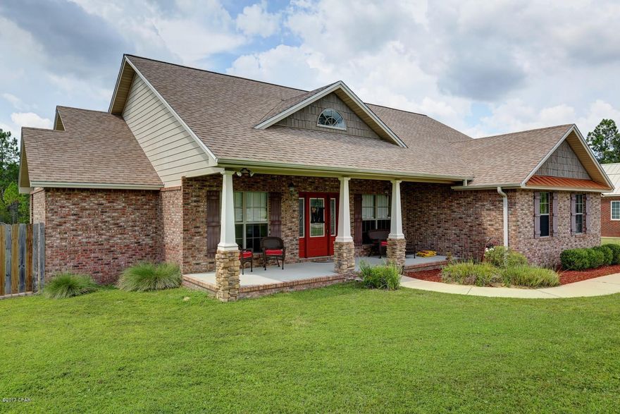 WOW!! 4 Large bedrooms and 2 full baths with plenty of land at a great price! Home includes large living room and formal dining room, electric fireplace, spacious kitchen and breakfast area. Home is wired for surround sound and boasts 8 and 9 ft ceilings throughout. Sturdy exterior featuring brick and vinyl with stone columns and copper roof accents. Right across the street from the Old Bay Dunes Golf Course which now features spacious walking trails and incredible green space.