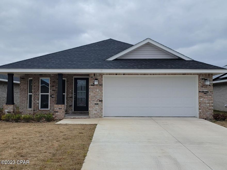 New home- built in 2022. This lovely home is 3 bedroom, 2 bath, with 2 car garage.  Plank flooring in the main portions of the home, and carpet in the bedrooms. Spacious kitchen with plenty of cabinetry and Granite countertops.  Comes equipped with appliances, and also features pantry & breakfast bar.  Tray ceilings in the living room & master bedroom. The master bedroom has a large walk-in closet. Master bath has dual vanity, separate shower, and tub.  Elementary & middle school is nearby.  About a 15 minute drive to downtown Panama City, 25 minutes to Tyndall AFB.  



Make an appointment today to tour this the wonderful new home and neighborhood!